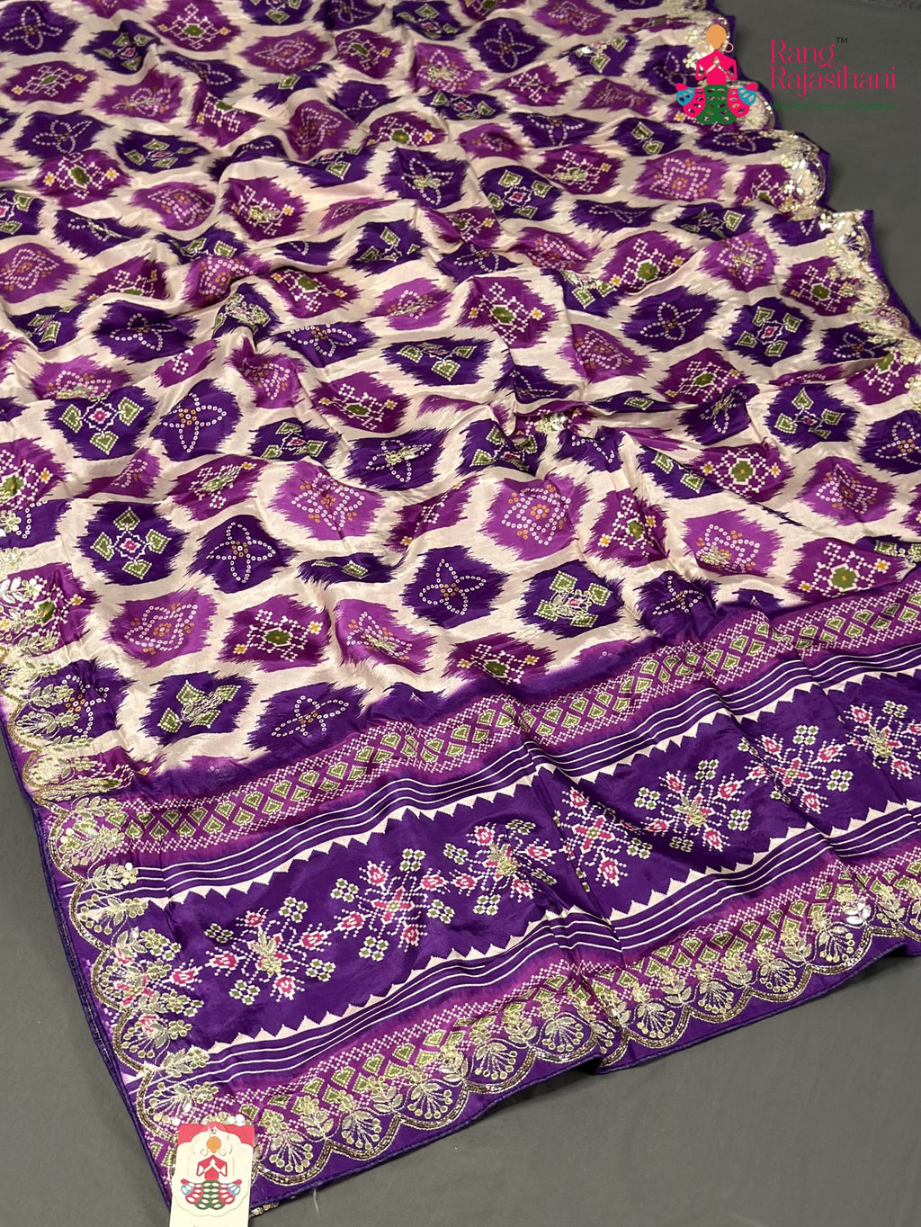 Purple Pure Russian Silk Mirror Saree for Wedding Guest | Ethnic Luxe