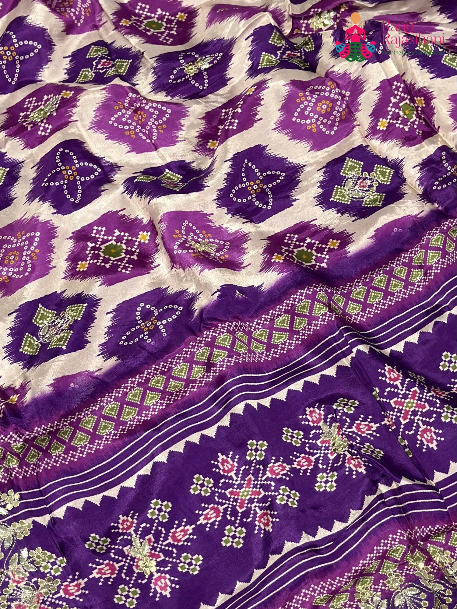 Purple Pure Russian Silk Mirror Saree for Wedding Guest | Ethnic Luxe