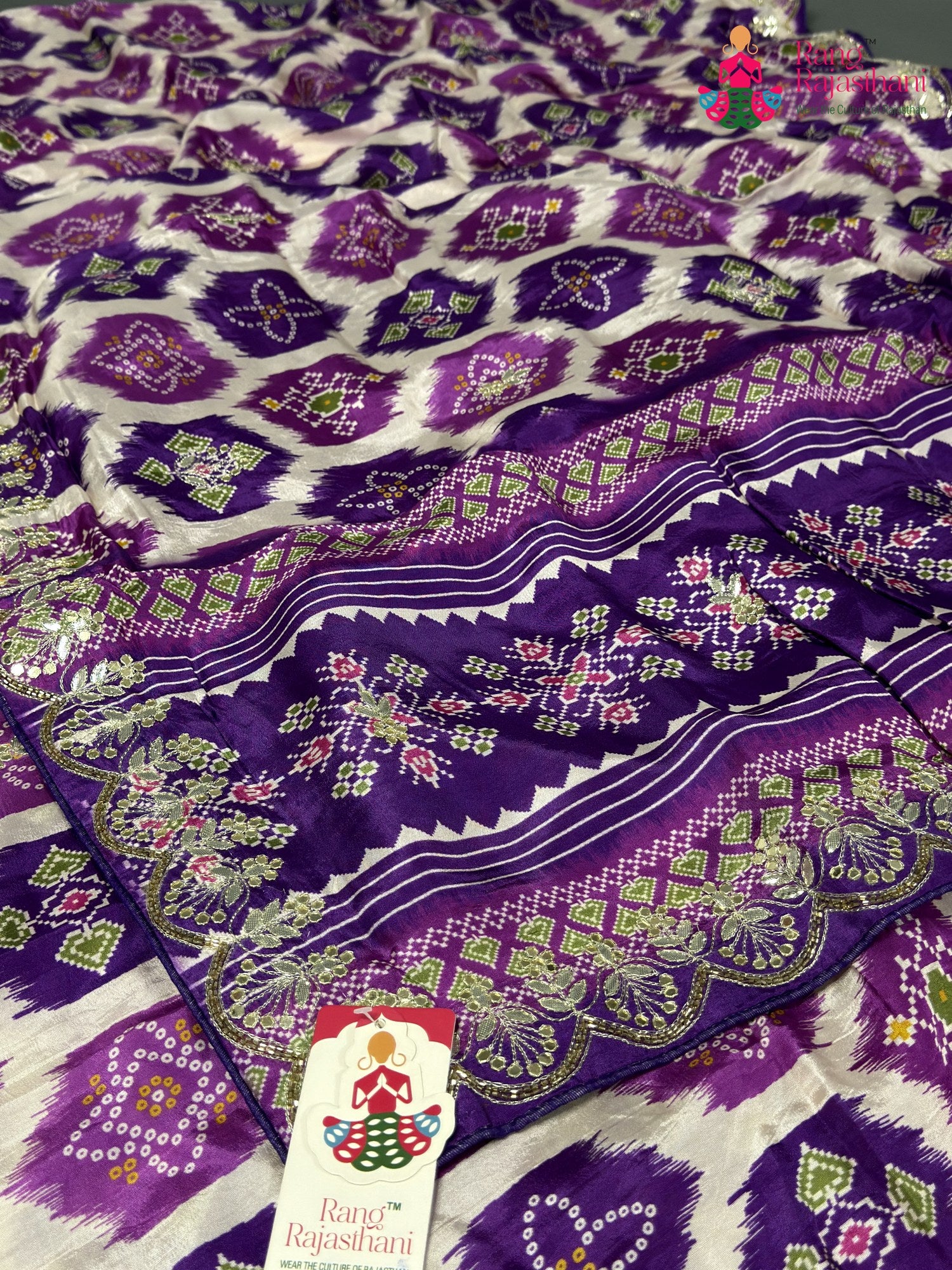 Purple Pure Russian Silk Mirror Saree for Wedding Guest | Ethnic Luxe