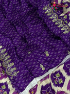 Purple Pure Russian Silk Mirror Saree for Wedding Guest | Ethnic Luxe