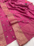 Purple Pure Russian Silk Resham Embroidery Saree for Mehendi Ceremony | Signature Look
