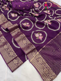 purple pure Russian silk sequin saree for wedding guest wear by Rang Rajasthani