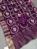 Purple Pure Russian Silk Sequin Saree for Wedding Guest | Buy Online