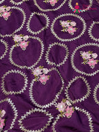design pattern of purple pure russsian silk sequin saree