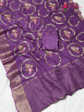 Purple Pure Russian Silk Sequin Saree for Raksha Bandhan | Order Online
