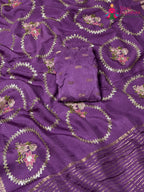 Purple Pure Russian Silk Sequin Saree for Raksha Bandhan | Order Online