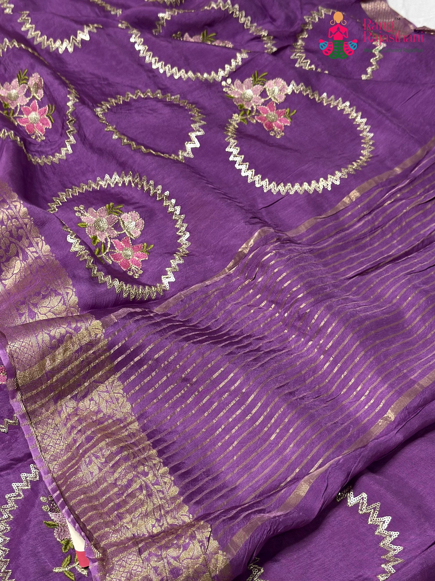 Purple Pure Russian Silk Sequin Saree for Raksha Bandhan | Order Online