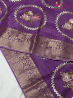 Purple Pure Russian Silk Sequin Saree for Raksha Bandhan | Order Online