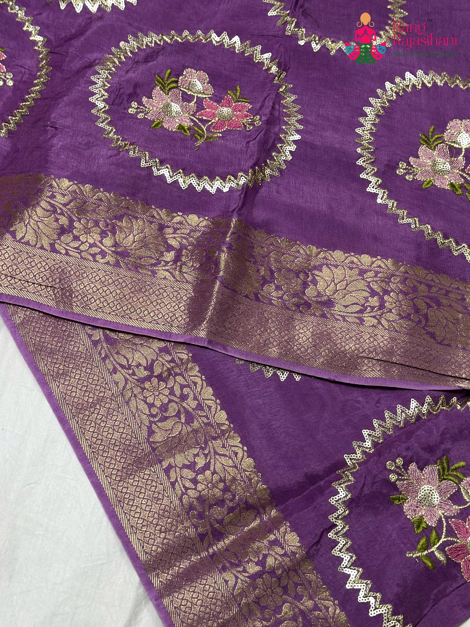Purple Pure Russian Silk Sequin Saree for Raksha Bandhan | Order Online