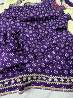 Purple Pure Tissue Silk Gota Patti Chunri Saree for Festive Celebration | Shop Now