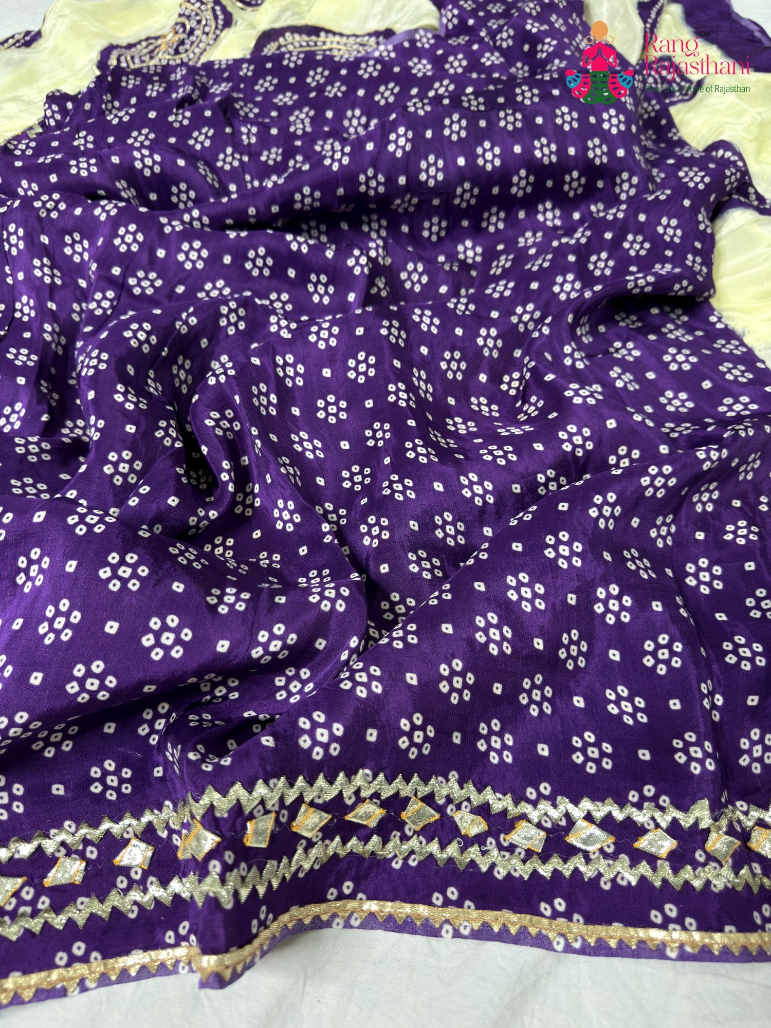 Purple Pure Tissue Silk Gota Patti Chunri Saree for Festive Celebration | Shop Now