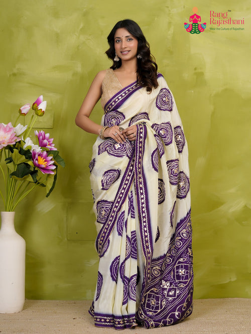Purple Pure Tissue Silk Gota Patti Saree for Festive Celebration | Designer Edit main-image