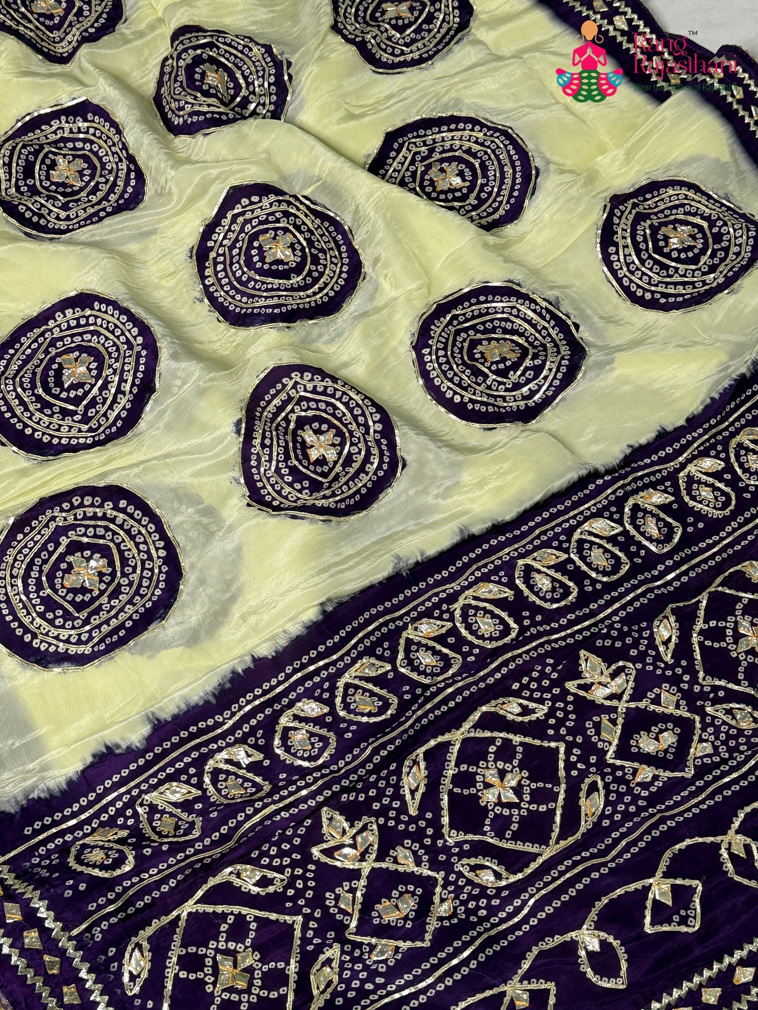 Purple Pure Tissue Silk Gota Patti Chunri Saree for Festive Celebration | Shop Now