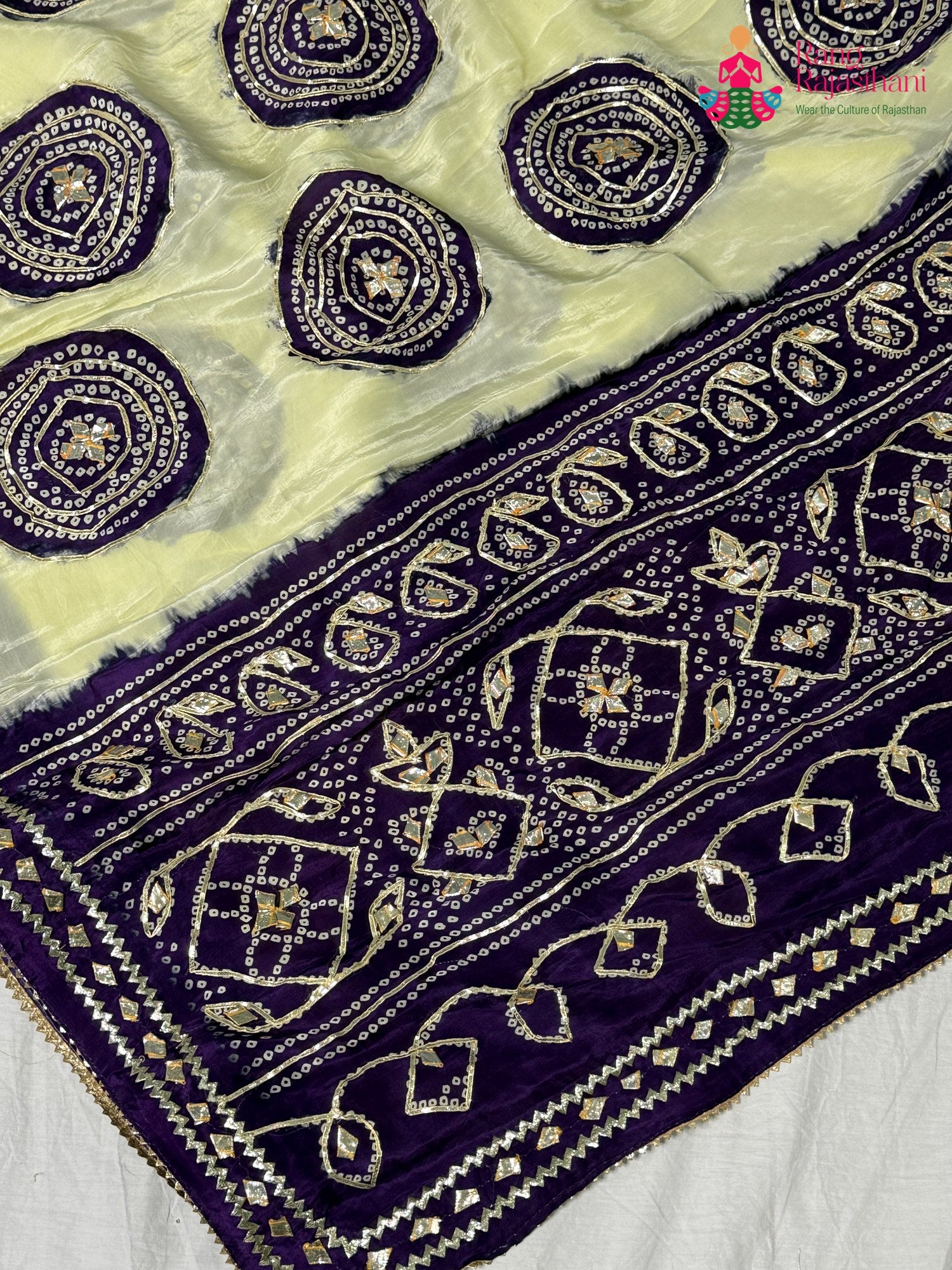 Purple Pure Tissue Silk Gota Patti Chunri Saree for Festive Celebration | Shop Now