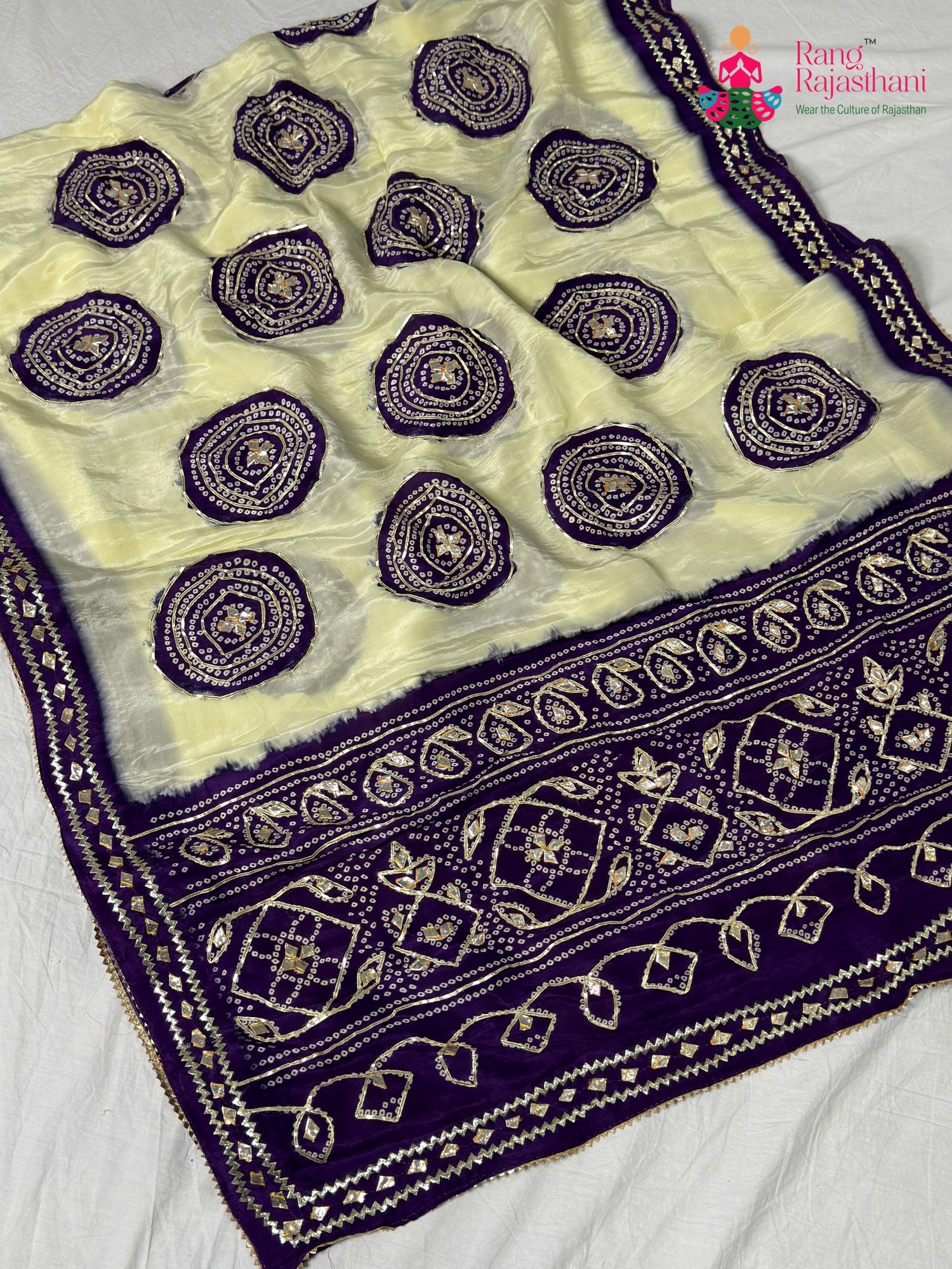 Purple Pure Tissue Silk Gota Patti Chunri Saree for Festive Celebration | Shop Now