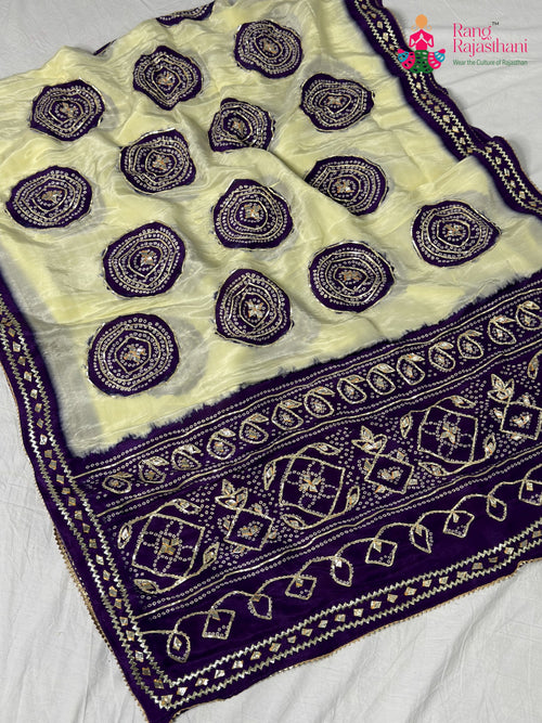 Purple Pure Tissue Silk Gota Patti Chunri Saree for Festive Celebration | Shop Now main-image
