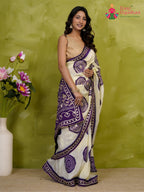 close up view of purple pure tissue silk gota patti saree