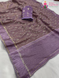 Purple Pure Tissue Silk Zari Embroidery Saree for Wedding Guest | Heritage Edit