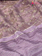 Purple Pure Tissue Silk Zari Embroidery Saree for Wedding Guest | Handcrafted Pick