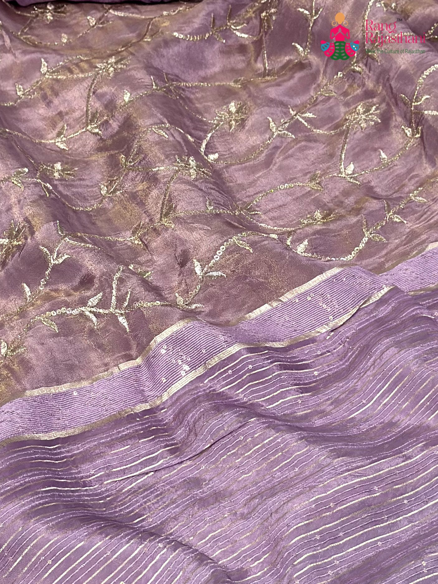Purple Pure Tissue Silk Zari Embroidery Saree for Wedding Guest | Handcrafted Pick