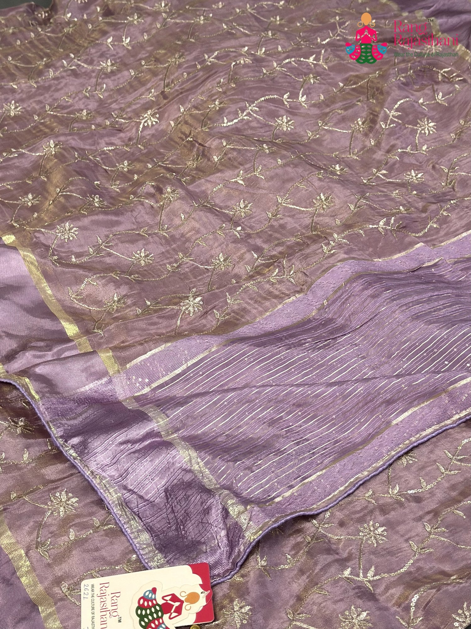 Purple Pure Tissue Silk Zari Embroidery Saree for Wedding Guest | Handcrafted Pick