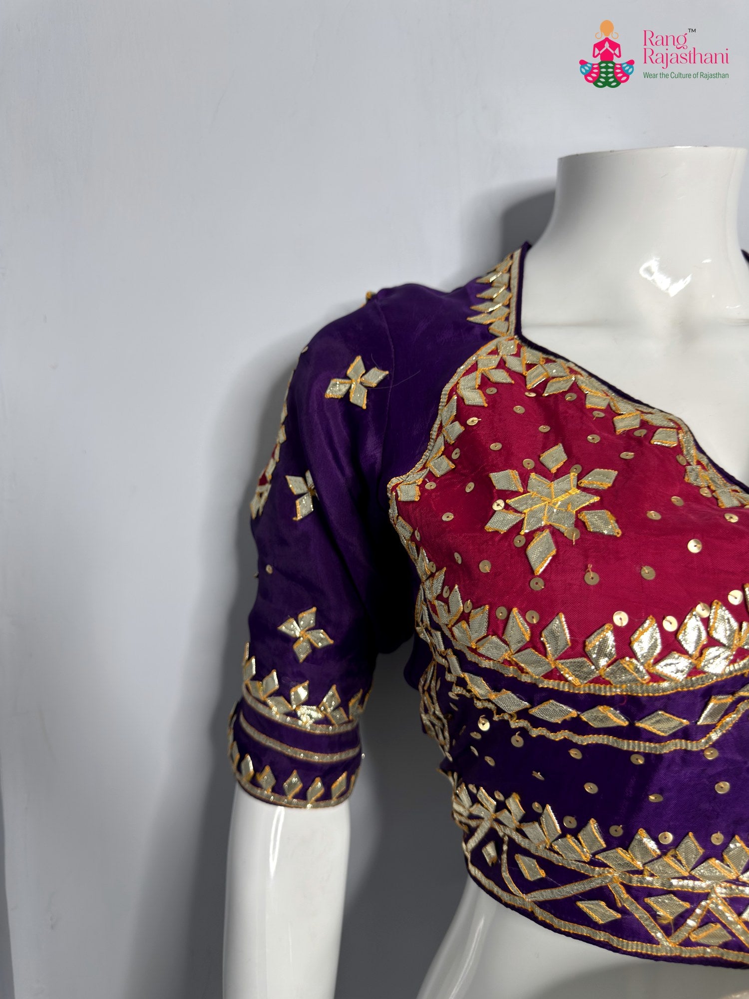 complete look of purple pure upada silk gota patti blouse 3761