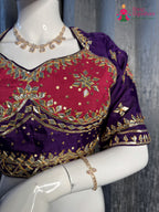 Purple Pure Upada Silk Gota Patti Blouse for Wedding Guest | Designer Edit