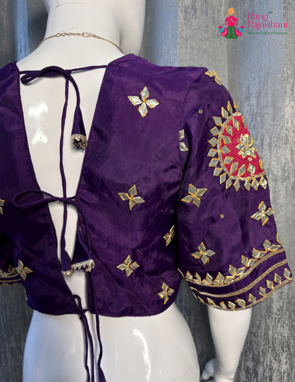 Purple Pure Upada Silk Gota Patti Blouse for Wedding Guest | Designer Edit