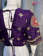 Purple Pure Upada Silk Gota Patti Blouse for Wedding Guest | Designer Edit