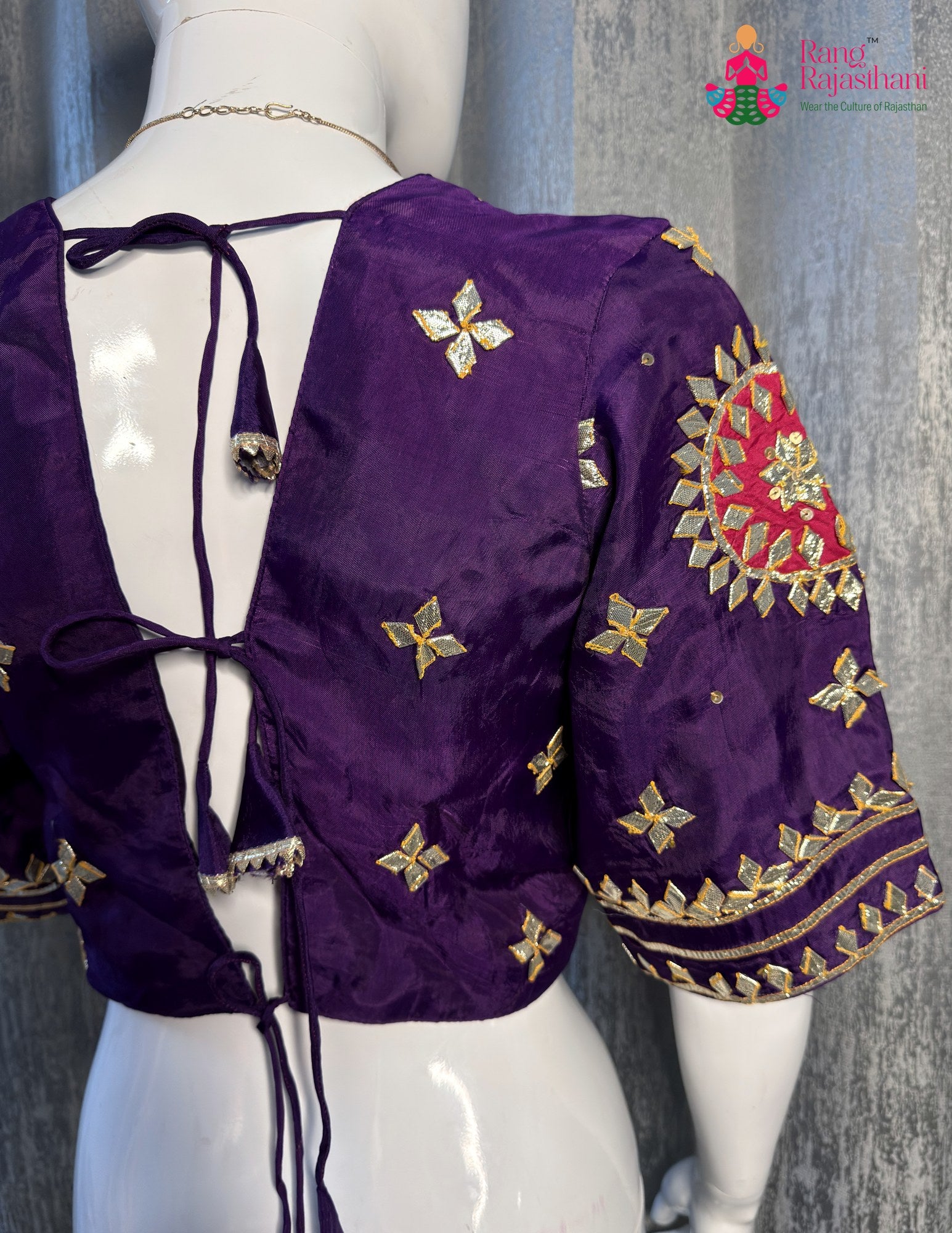 Purple Pure Upada Silk Gota Patti Blouse for Wedding Guest | Designer Edit