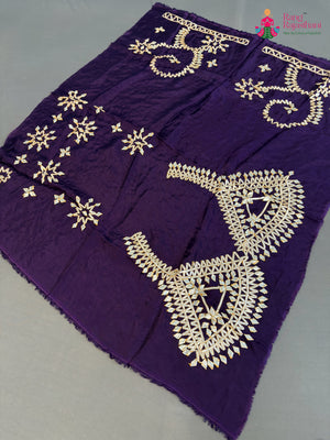 Purple Pure Upada Silk Gota Patti Unstitched Blouse for Festive Celebration | Wedding Collection