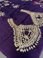 pallu detailing of purple pure upada silk gota patti blouse 3804