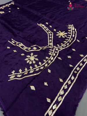 Purple Pure Upada Silk Gota Patti Unstitched Blouse for Festive Celebration | Festive Edit