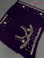 pallu detailing of purple pure upada silk gota patti blouse 3810