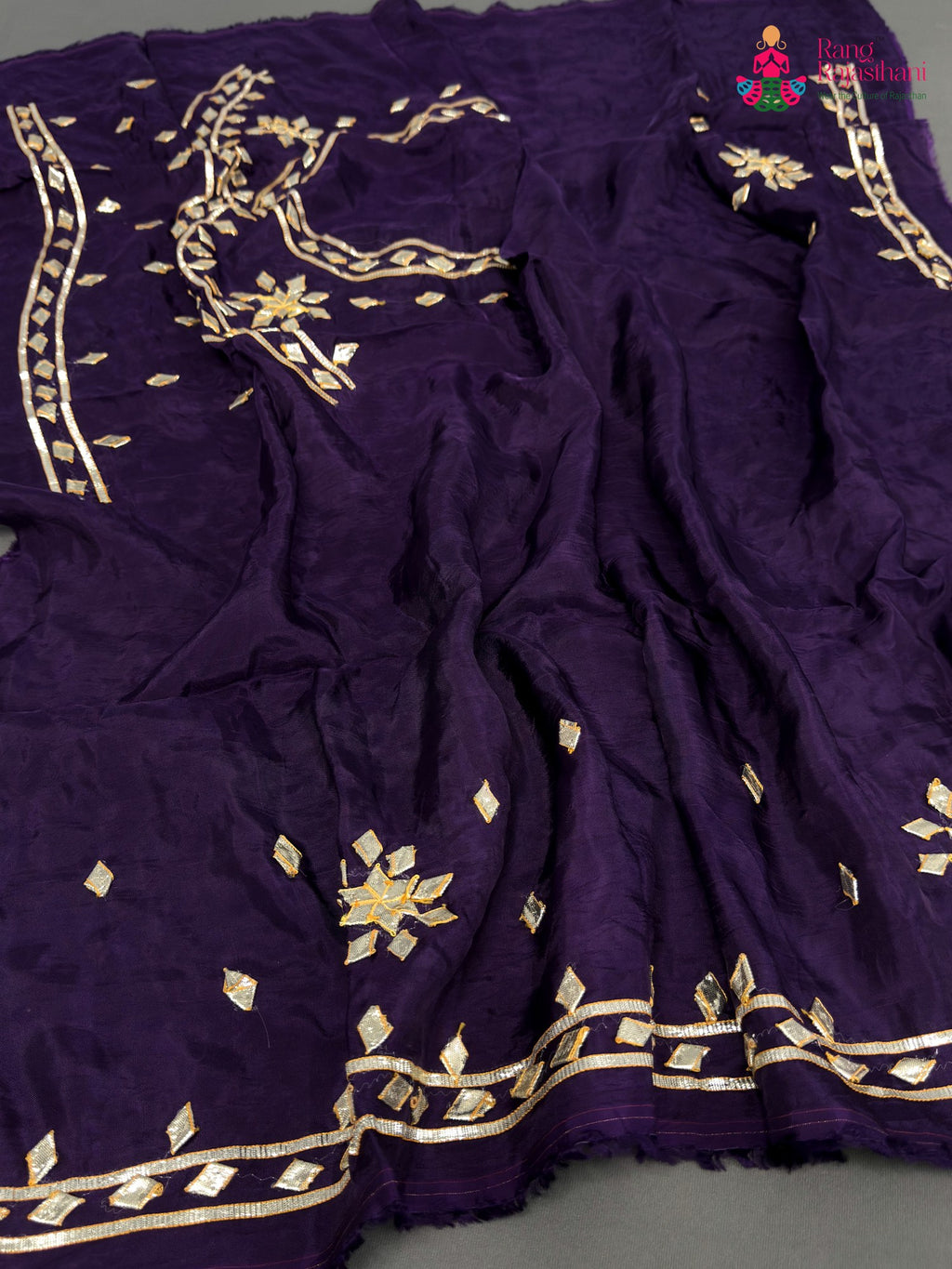 complete look of purple pure upada silk gota patti blouse 3810