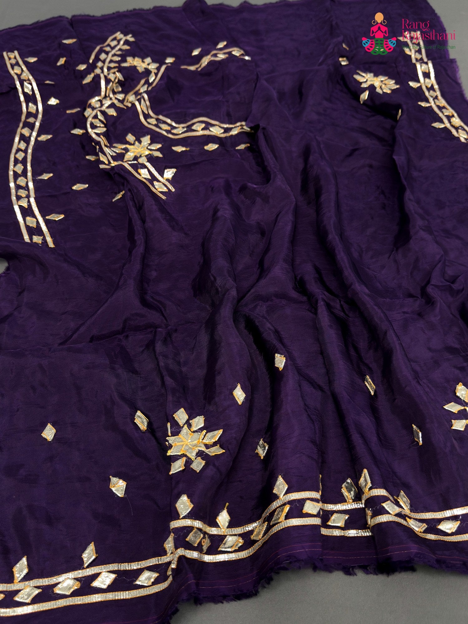 complete look of purple pure upada silk gota patti blouse 3810