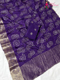 Purple Pure Ho Silk Zari Embroidery Saree for Wedding Guest | Designer Saree