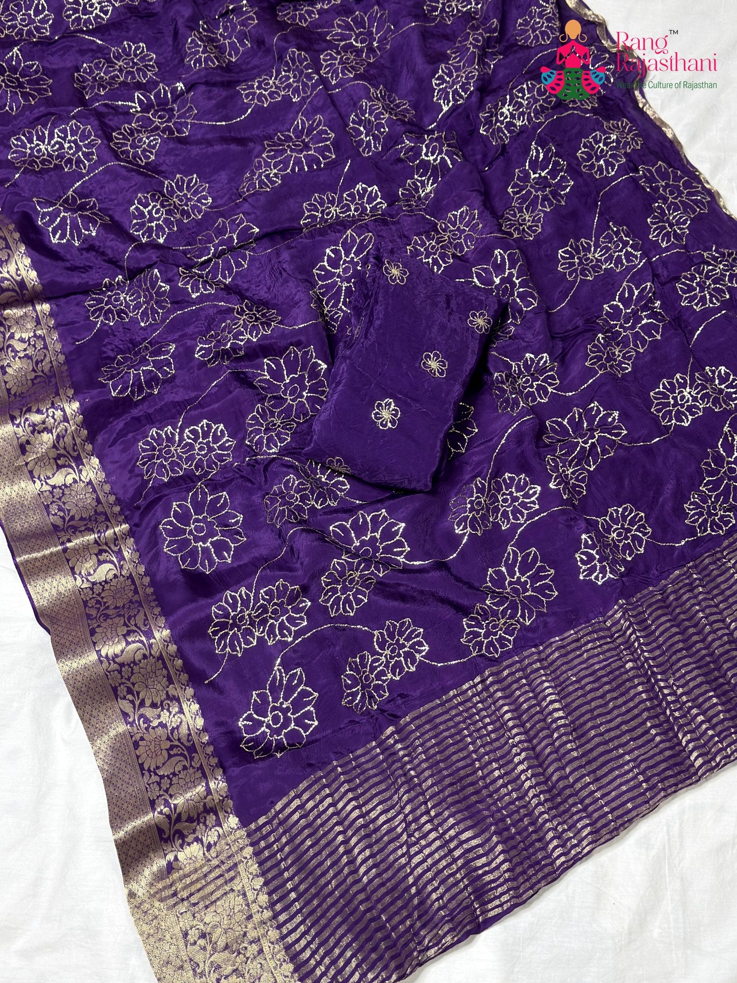 Purple Pure Ho Silk Zari Embroidery Saree for Wedding Guest | Designer Saree