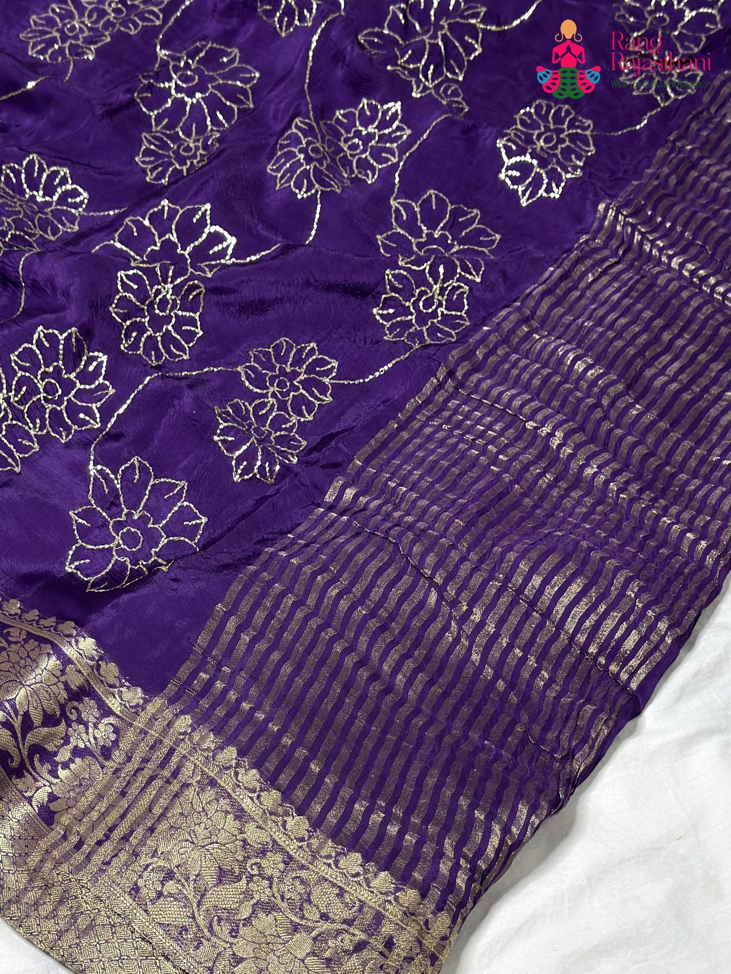 Purple Pure Ho Silk Zari Embroidery Saree for Wedding Guest | Designer Saree