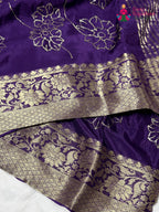 Purple Pure Ho Silk Zari Embroidery Saree for Wedding Guest | Designer Saree