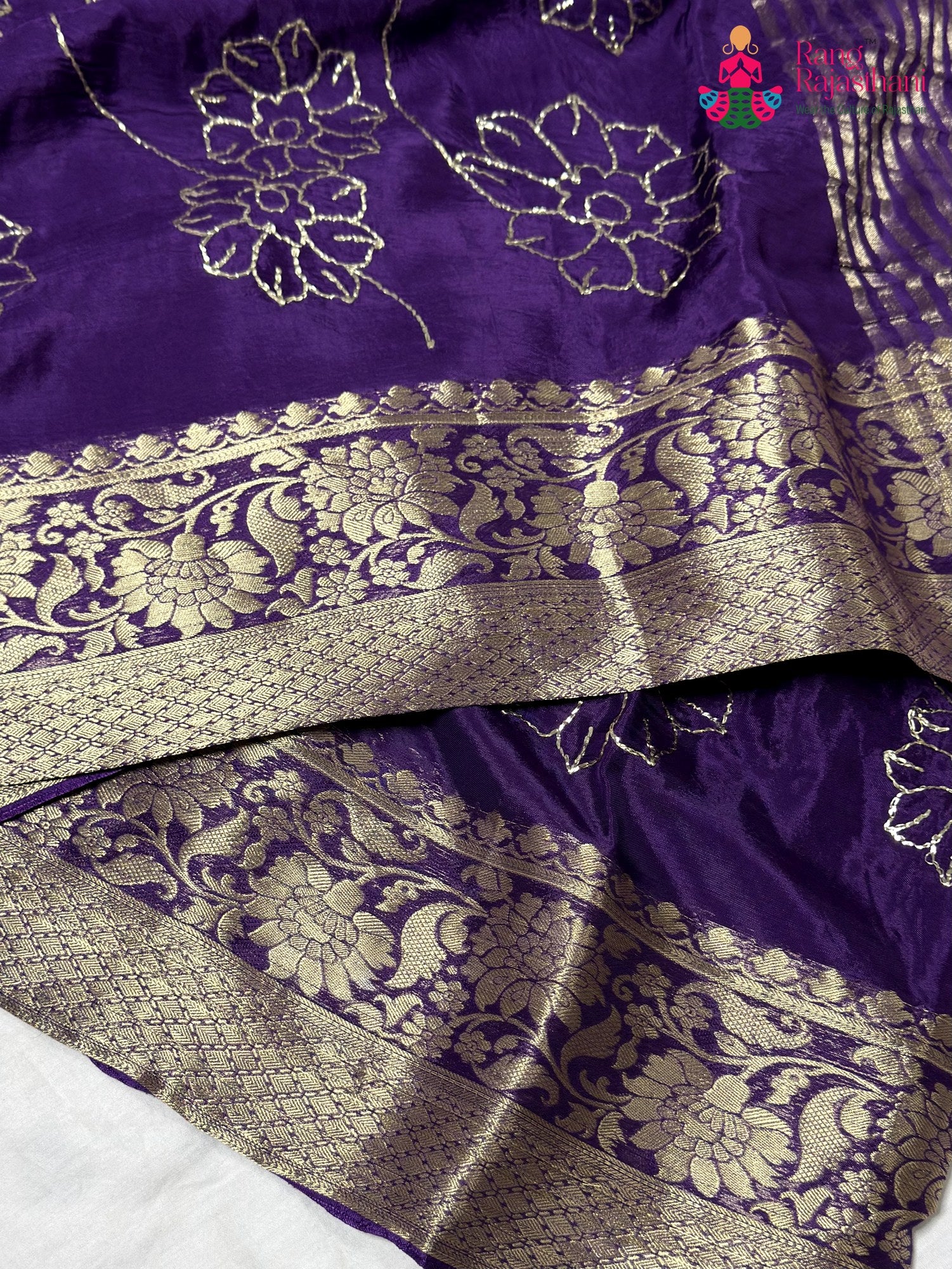 Purple Pure Ho Silk Zari Embroidery Saree for Wedding Guest | Designer Saree