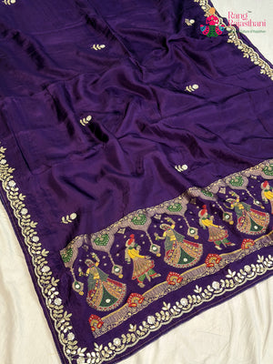 Purple Pure Ho Silk Gota Patti Saree for Sangeet Night | Shop Latest