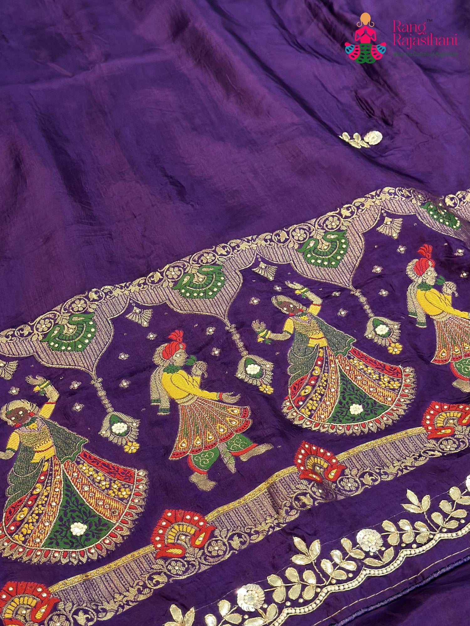 Purple Pure Ho Silk Gota Patti Saree for Sangeet Night | Shop Latest