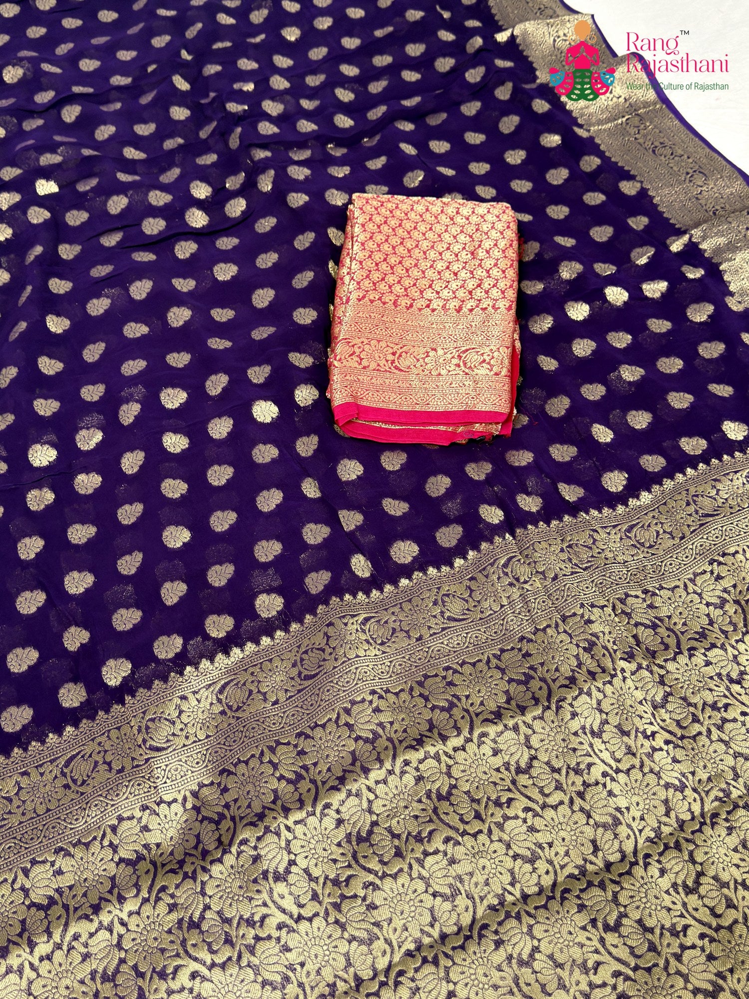 Purple Soft Georgette Banarasi Zari Weave Saree for Raksha Bandhan | Graceful Pick
