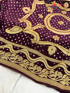 close up view of burgundy saree