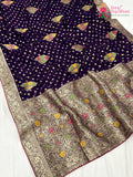 Purple Soft Georgette Meenakari Zari Saree for Bridal | Designer Collection