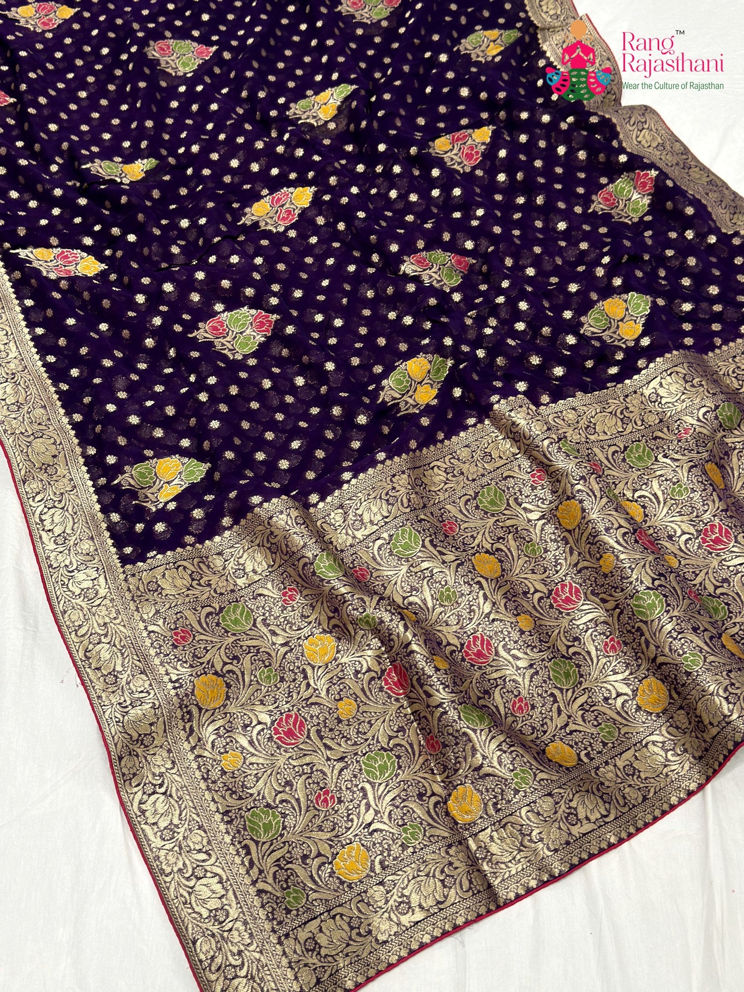 Purple Soft Georgette Meenakari Zari Saree for Bridal | Designer Collection