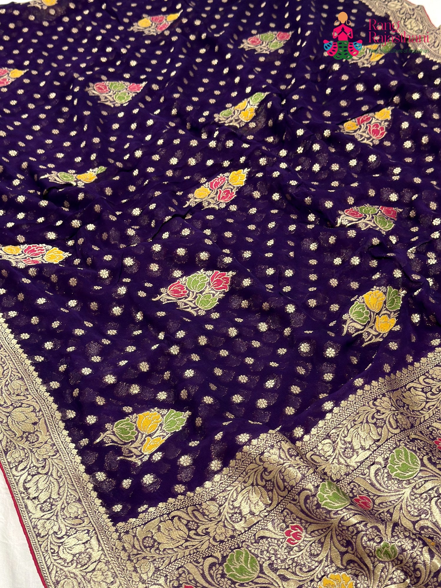 Purple Soft Georgette Meenakari Zari Saree for Bridal | Designer Collection
