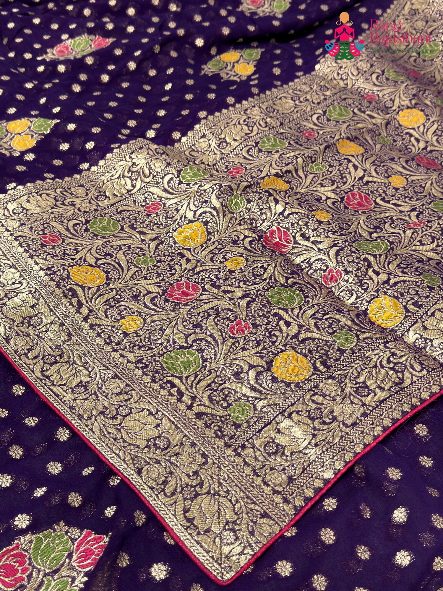 Purple Soft Georgette Meenakari Zari Saree for Bridal | Designer Collection