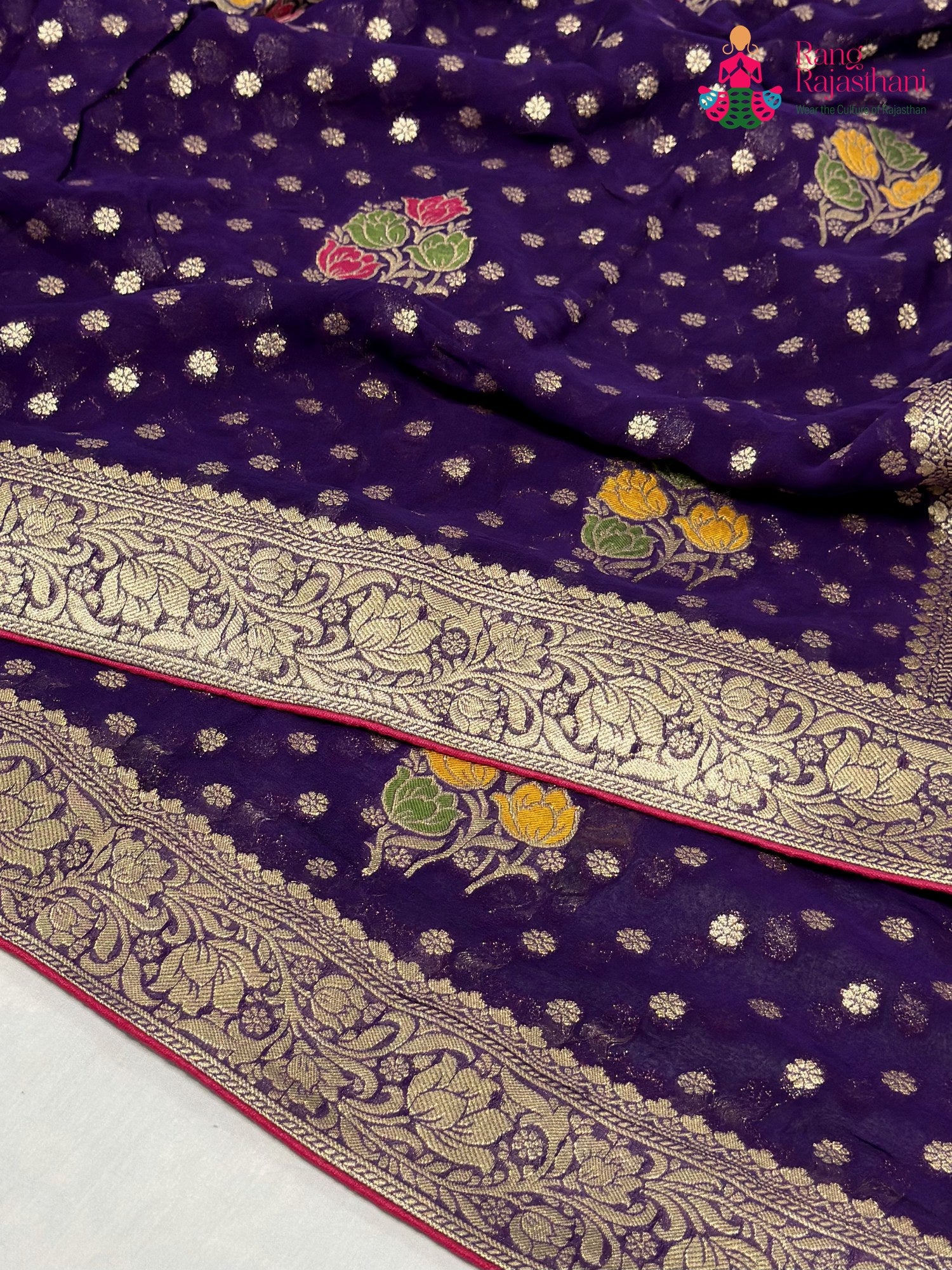 Purple Soft Georgette Meenakari Zari Saree for Bridal | Designer Collection
